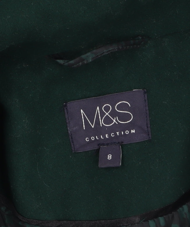 Marks & Spencer Women Green Size 8 Mid-Length Overcoat