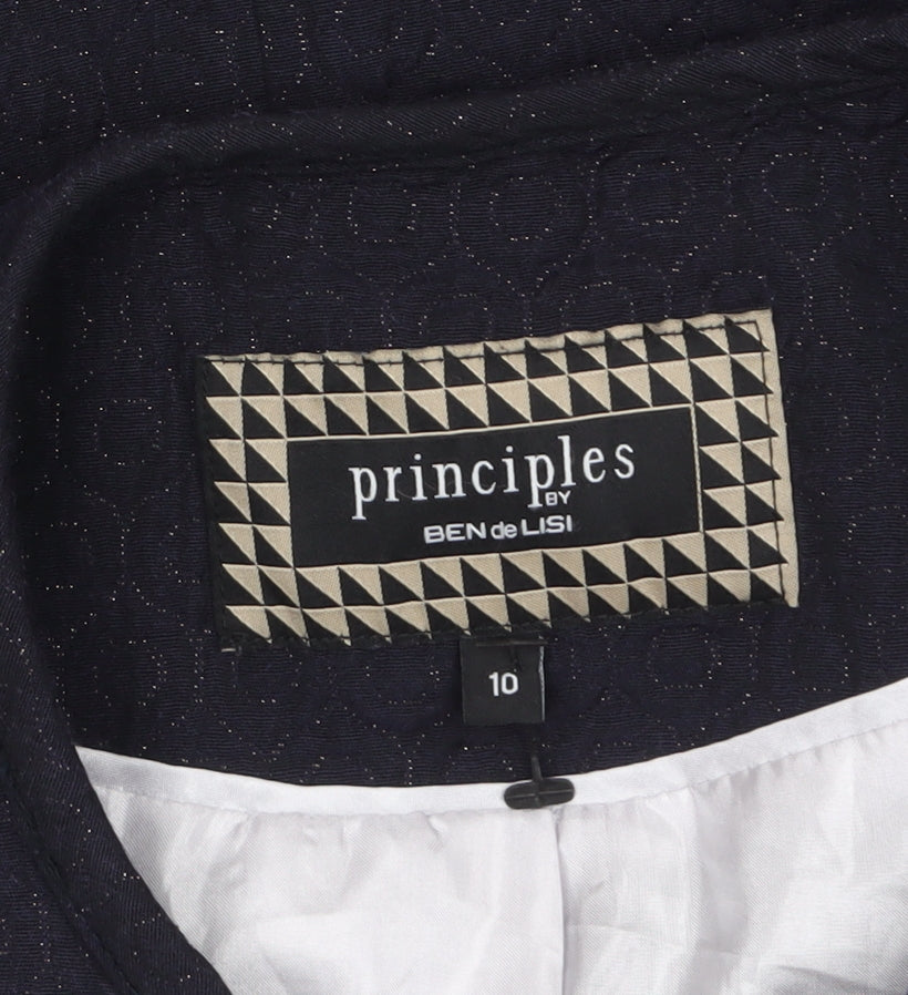 Principles by Ben de Lisi Women's Black Metallic Tweed Biker Jacket Size 10