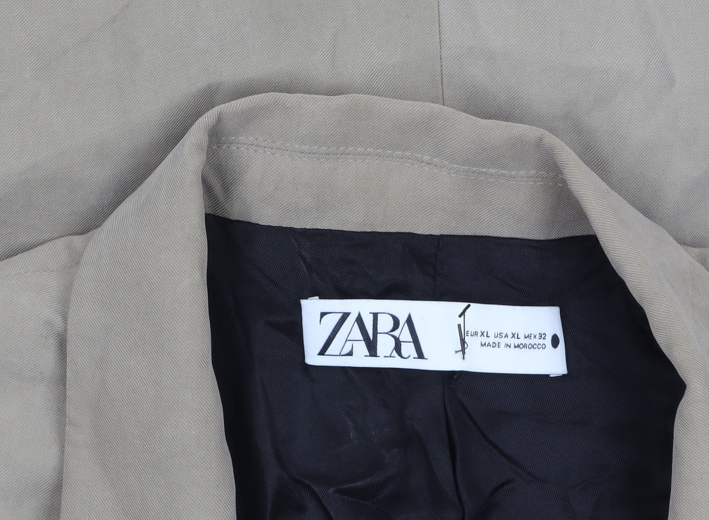 Zara Women Beige Single-Breasted Blazer Jacket XL Viscose Blend