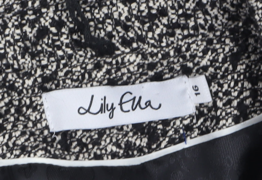 Lily Ella Womens Black Tweed Classic Blazer Size 16