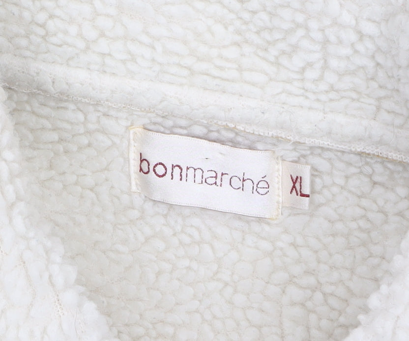 Bonmarché Women Beige Fleece Lined Zip Jacket XL Winter Warm