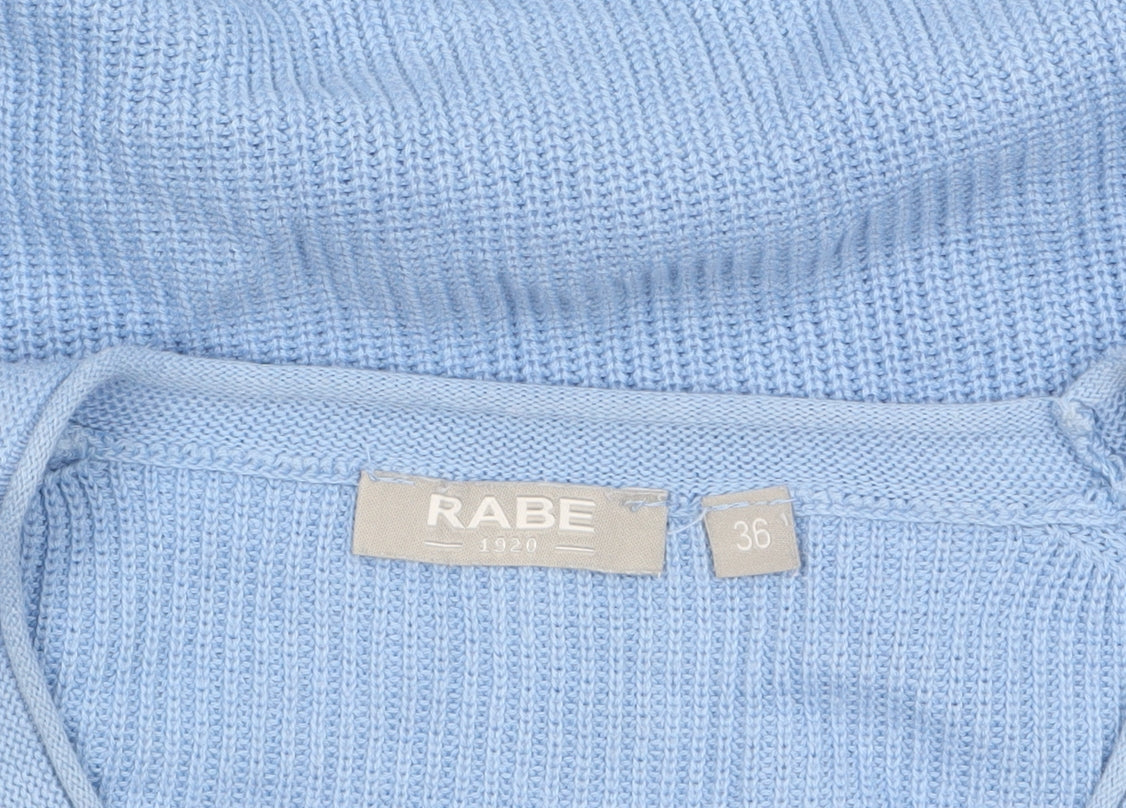 Rabe Women Blue Cotton Acrylic Crew Neck Knit Jumper Size 8