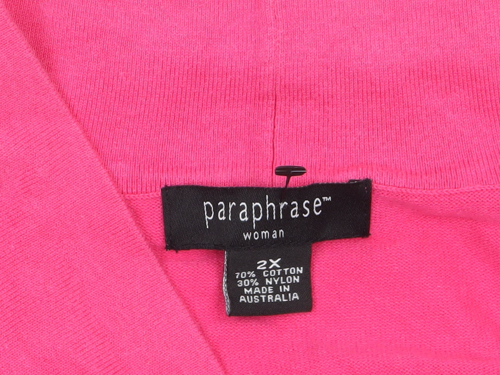 Paraphrase Women Pink Wrap Jumper Cotton Nylon 2XL V-Neck Lightweight