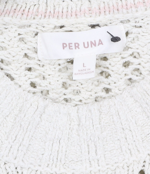 Marks & Spencer Per Una Women's Ivory Open-Knit Cotton Jumper L