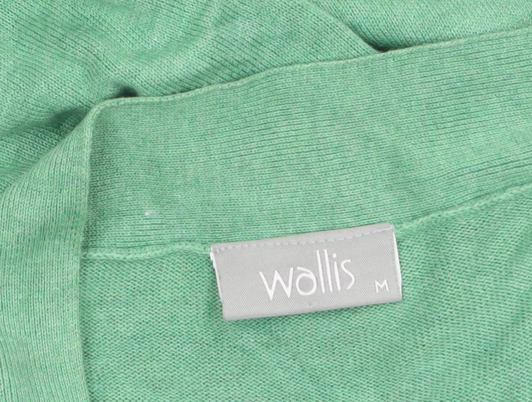 Wallis Womens Green Cotton Blend 3/4 Sleeve Open Cardigan M