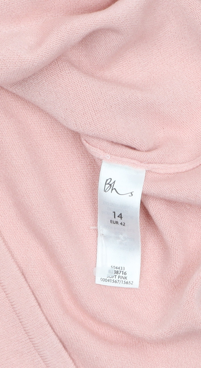 BHS Women’s Pink Petite Sequin Scoop Neck 3/4 Sleeve Jumper Size 14