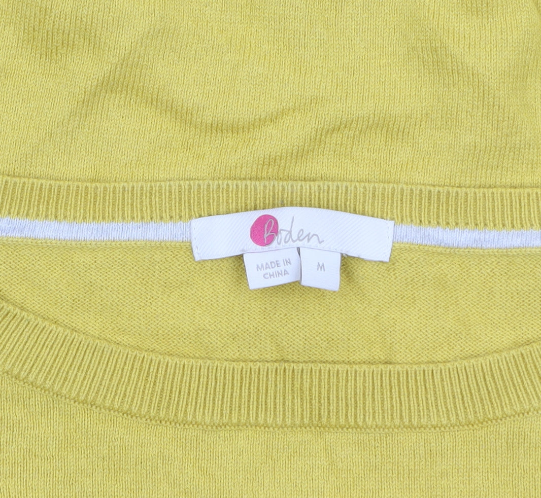 Boden Womens Yellow Wool Cotton Crew Neck Balloon Sleeve Jumper M