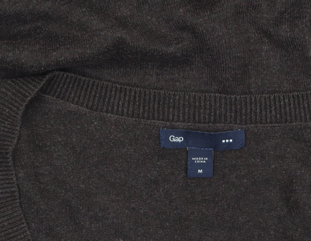 Gap Womens Brown V-Neck Long Sleeve Cotton Knit Pullover Jumper M