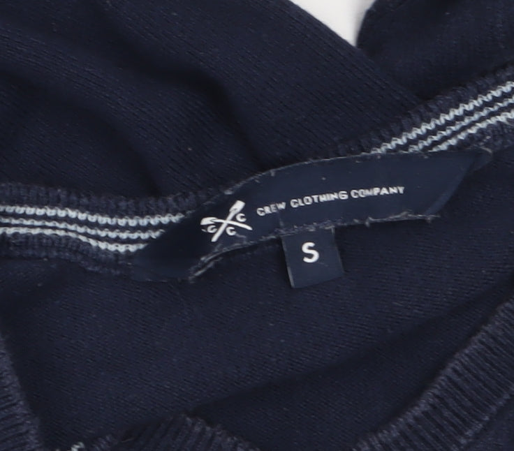 Crew Clothing Men's Blue Cotton V-Neck Jumper Size S