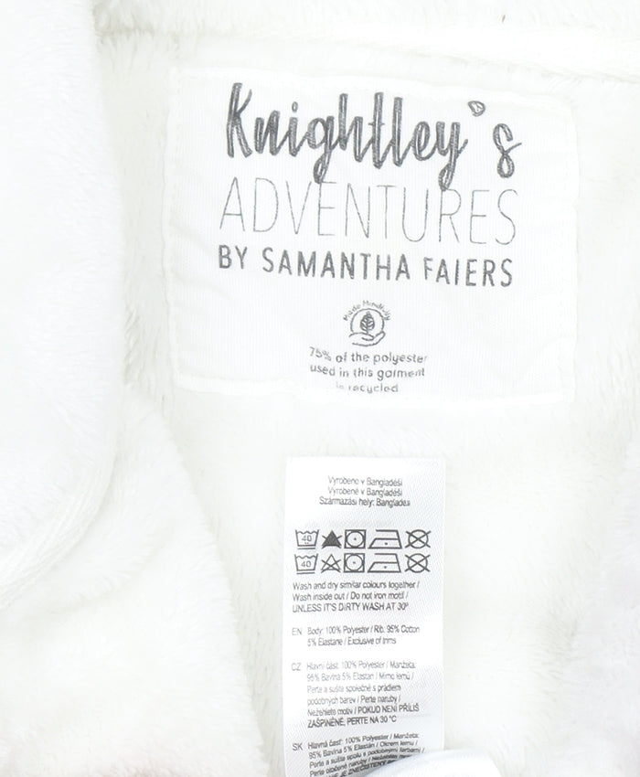 Knightley’s Adventures Girls Grey Hooded Giraffe Print Fleece Robe 7-8 Years