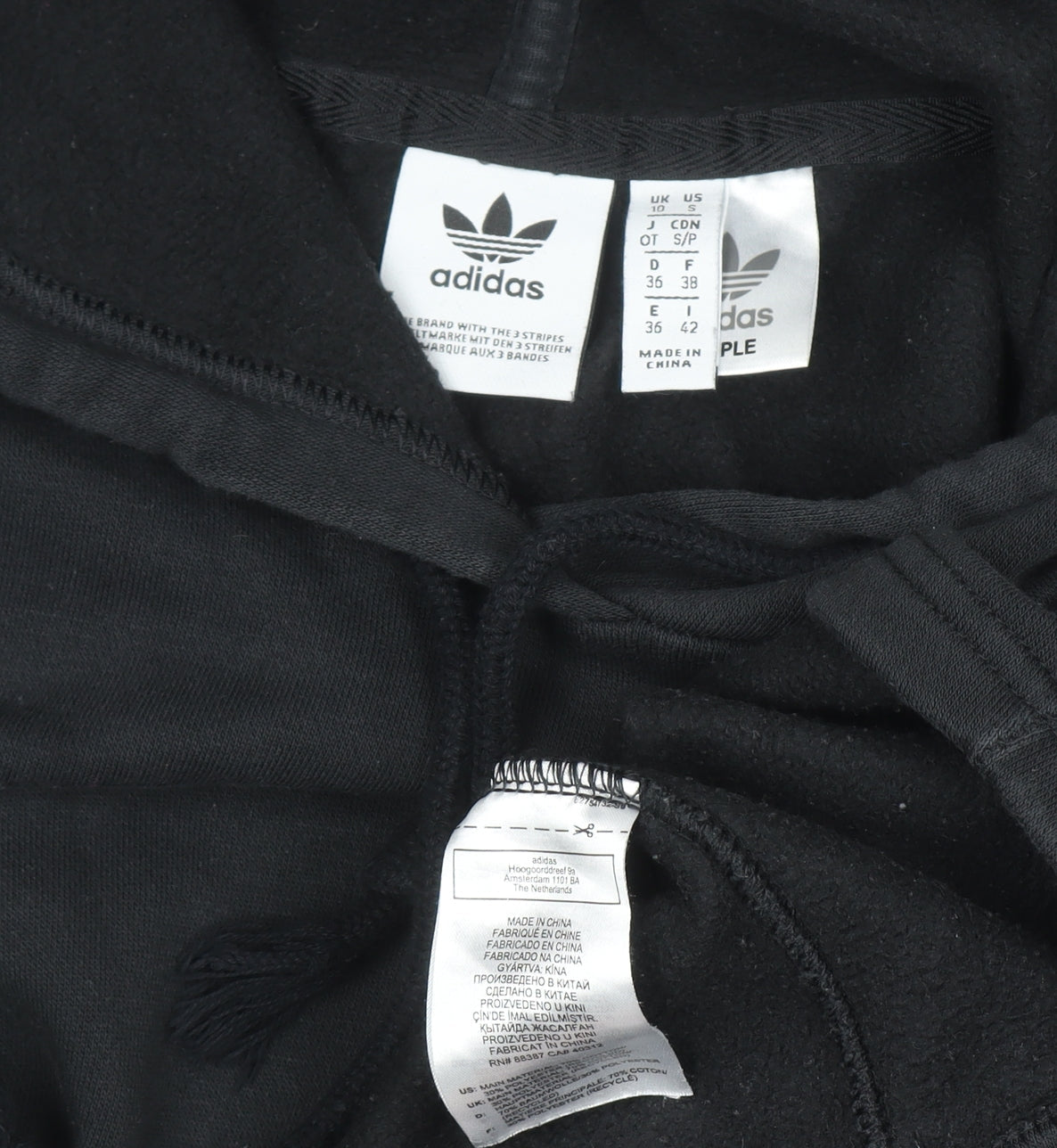 Adidas Womens Black Hoodie Size 10 Drawstring Hooded Sweatshirt
