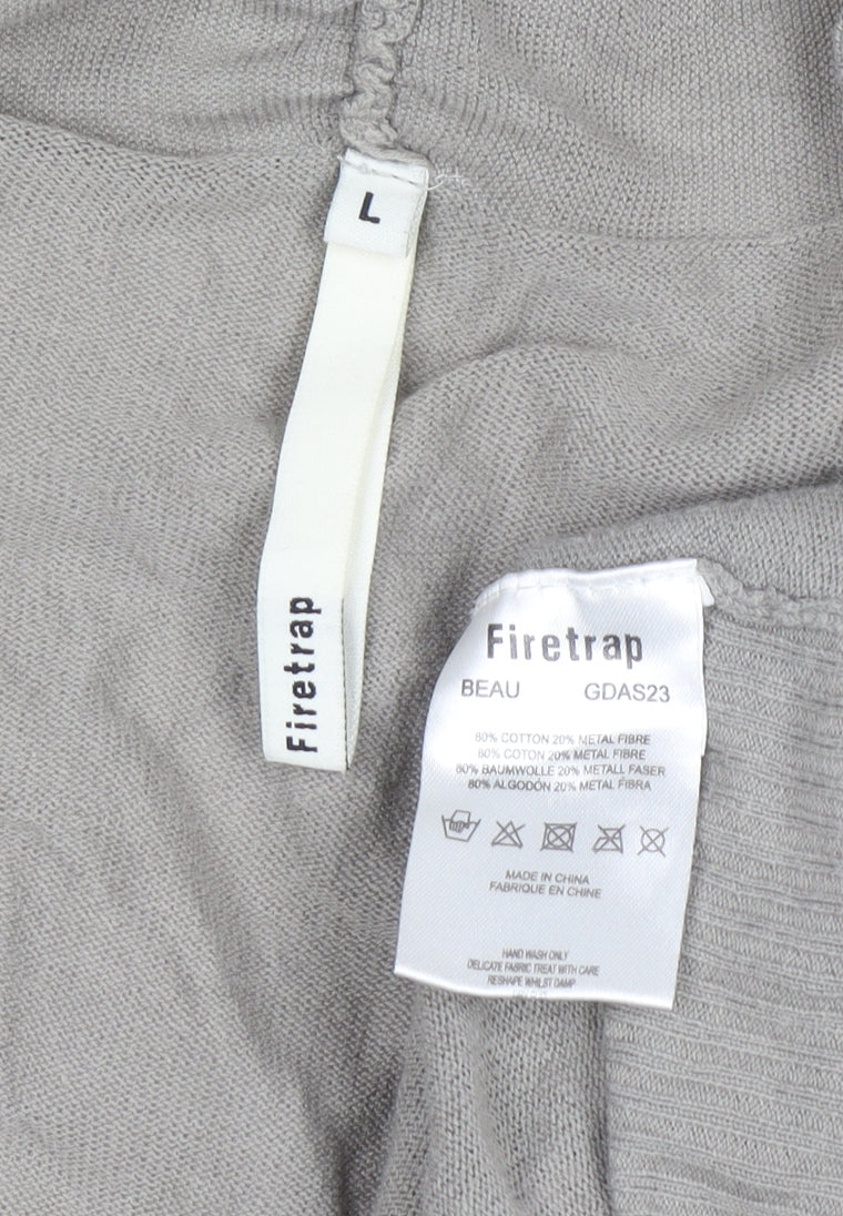 Firetrap Women Beige L Cardigan Lightweight Cotton Knit