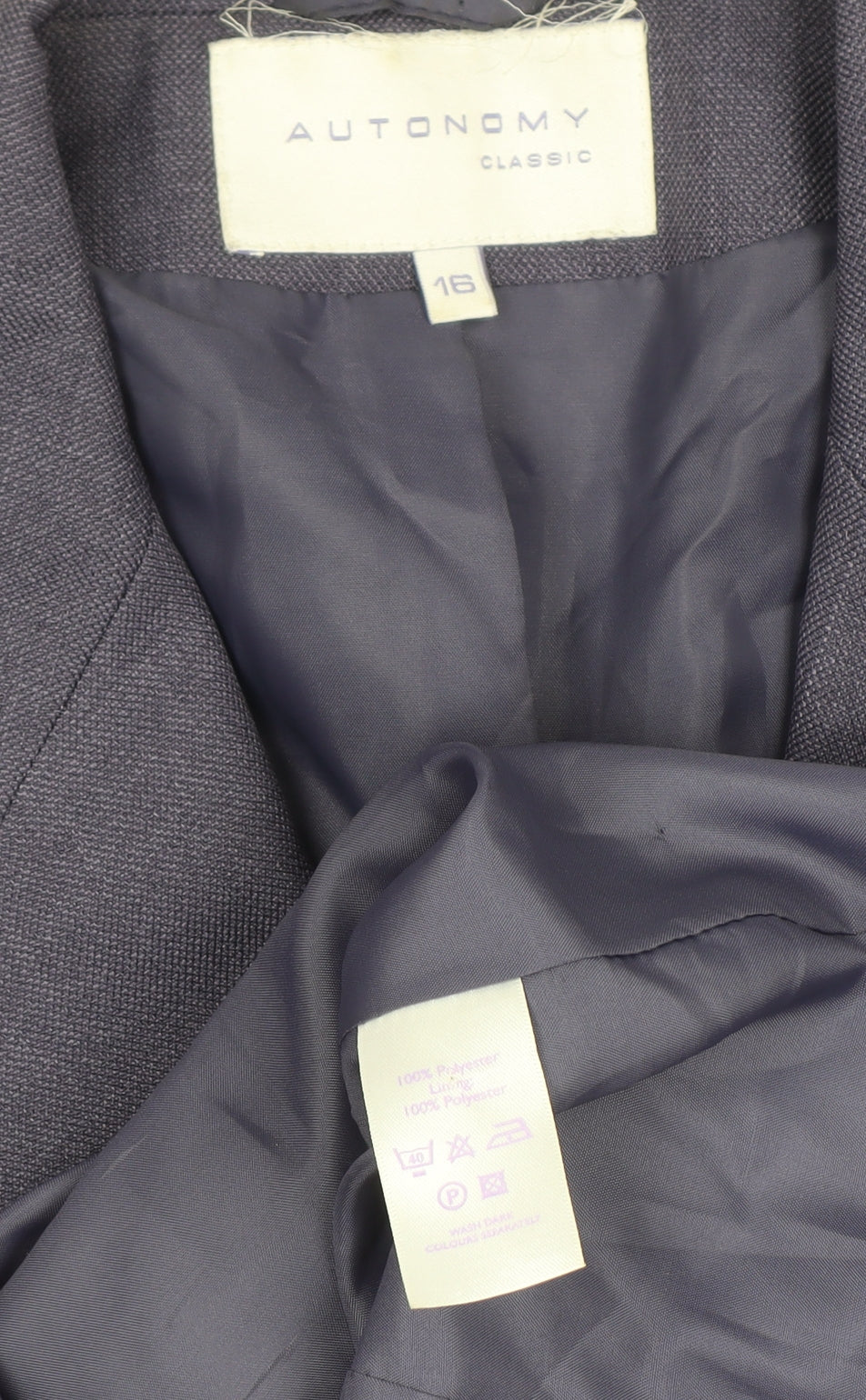 Autonomy Women Purple Classic Single-Breasted Blazer Size 16