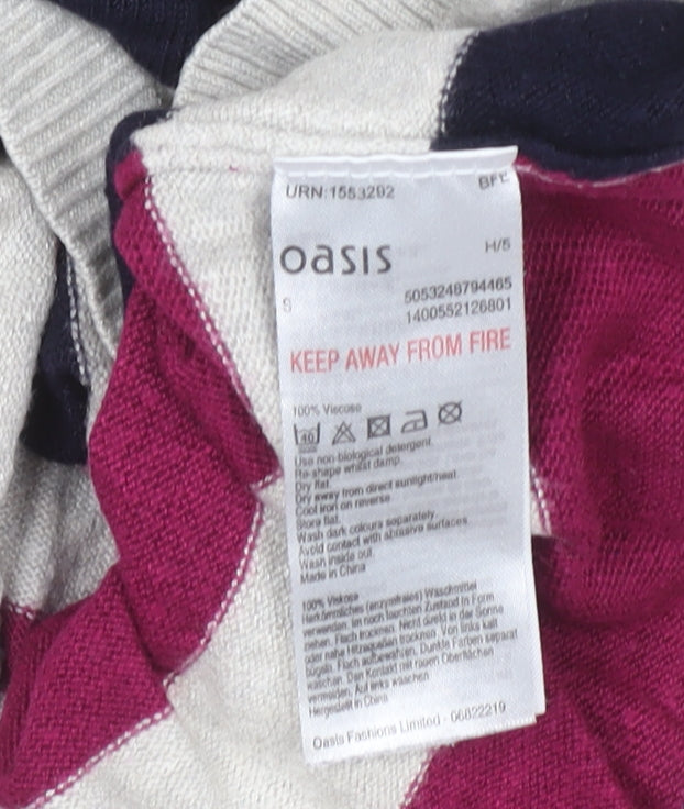 Oasis Women’s Multicoloured Striped 3/4 Sleeve Pullover Jumper Size S
