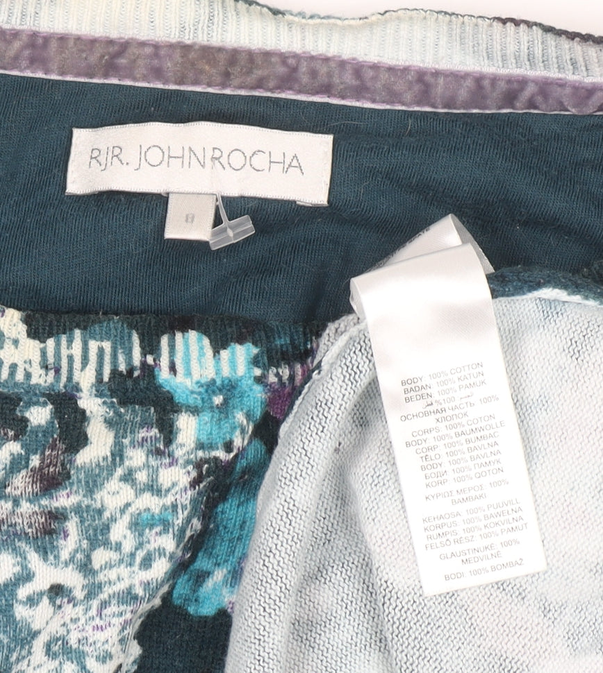 RJR.John Rocha Women's Multicoloured Floral Cotton Jumper Size 8