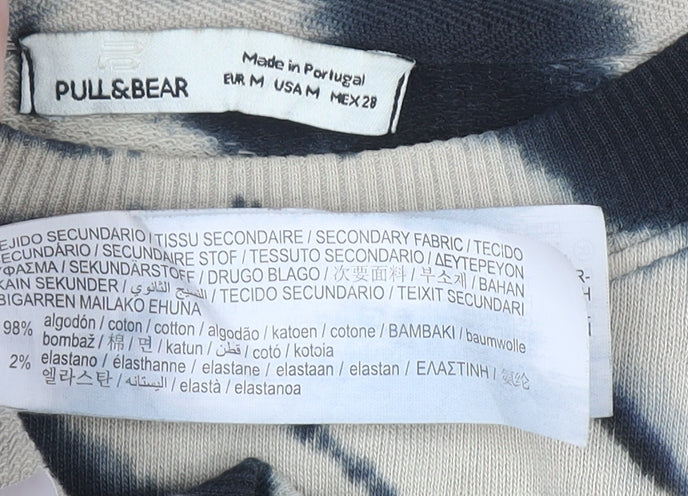 Pull & Bear Womens Beige Tie-Dye Crew Neck Cotton Pullover Jumper Size 12