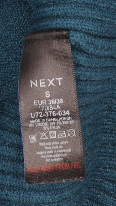 Next Women Blue V-Neck Long Sleeve Knit Cardigan Size S