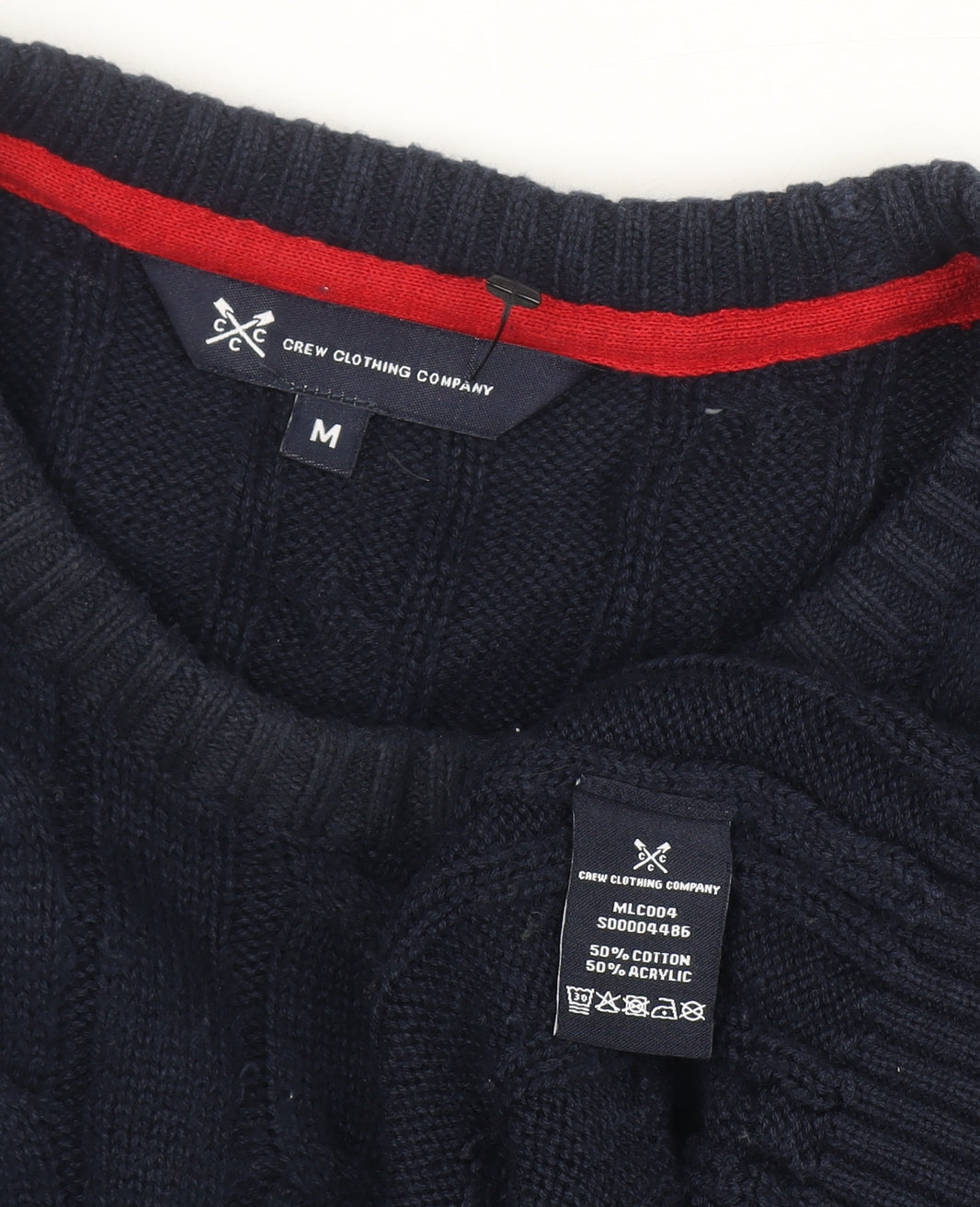 Crew Clothing Men's Blue Cable-Knit Cotton Acrylic Jumper M