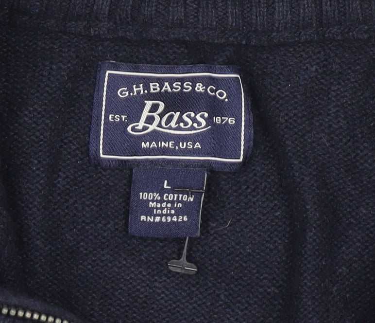 G.H. Bass & Co. Men's Blue Cotton 1/2 Zip Jumper Size L