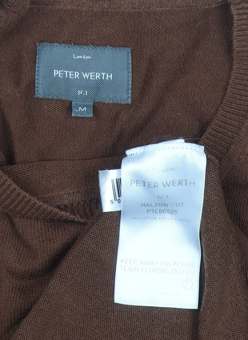 Peter Werth Men's Brown Cotton Crew Neck Jumper Size M