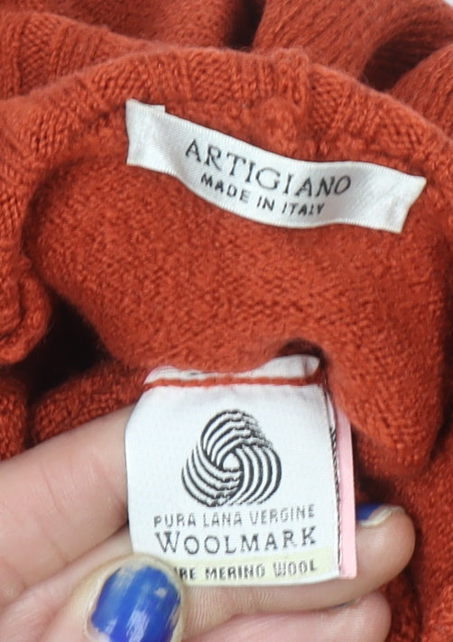 Artigiano Women’s Red Roll Neck Pure New Wool Jumper Size 16