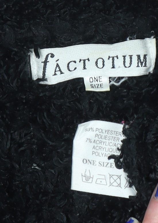 Factotum Women's Black Collared Fleece Cardigan Jumper One Size