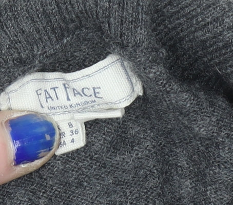 FatFace Women Grey Roll Neck Long Sleeve Tunic Jumper Size 8