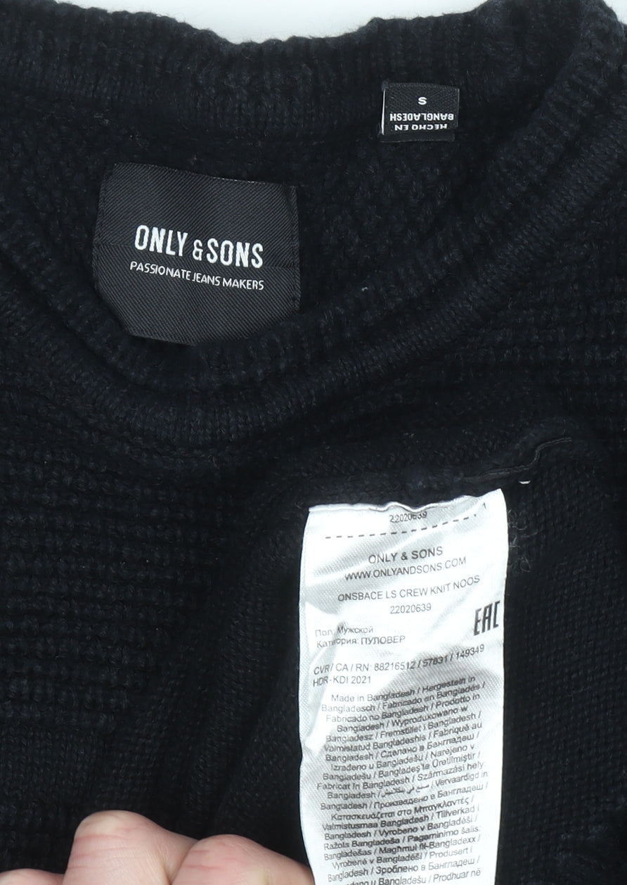 ONLY & SONS Unisex Adults Black S Pullover Knit Jumper