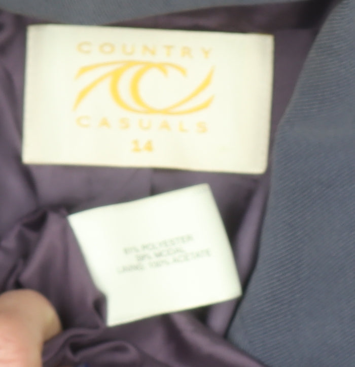 Country Casuals Women Blue Size 14 Wool Blend Single-Breasted Blazer