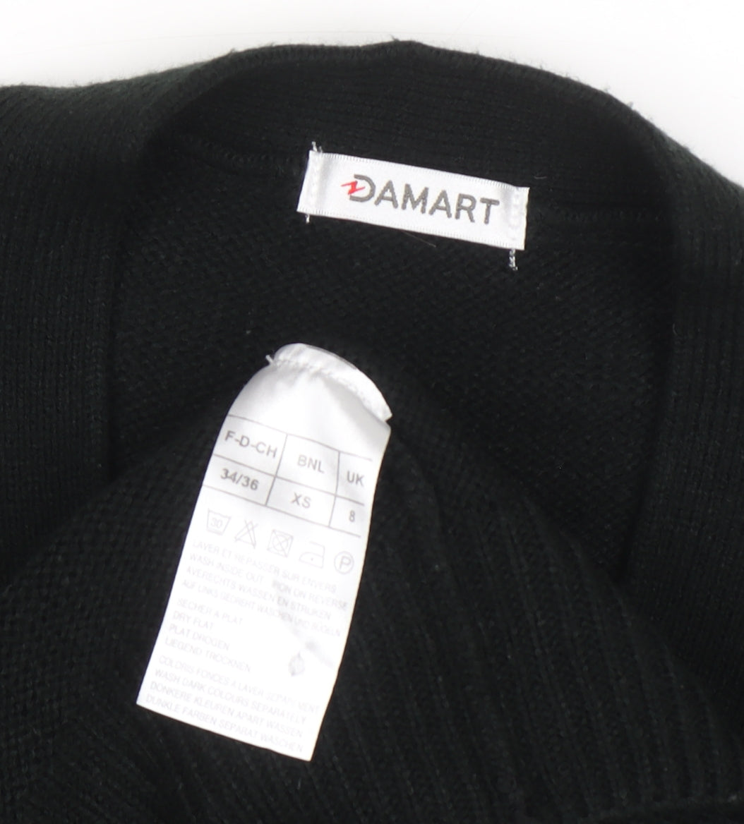 Damart Women’s Black V-Neck Button Knit Cardigan XS