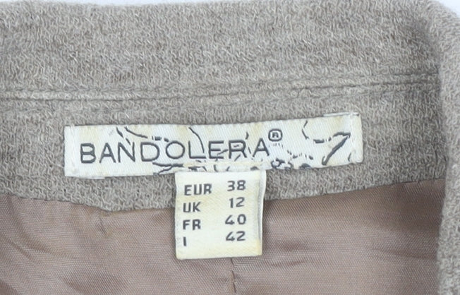 Bandolera Women Beige Wool Blazer UK 12 Classic Single Button
