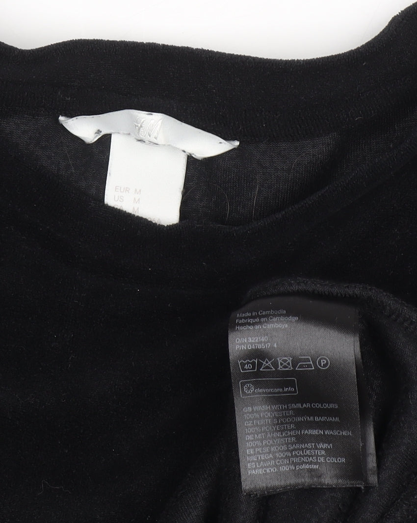 H&M Women’s Black Velvet Long Sleeve Pullover Jumper Size 12