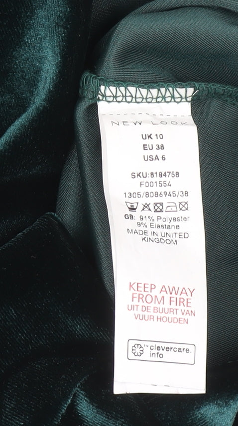 New Look Women’s Green Velvet Bodycon Dress Size 10