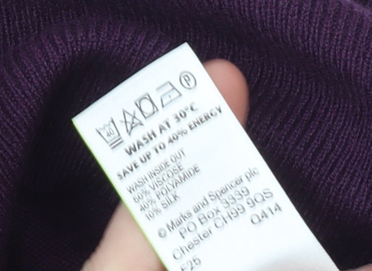 Marks & Spencer Women's Purple Size 8 Knit Open Zip Cardigan