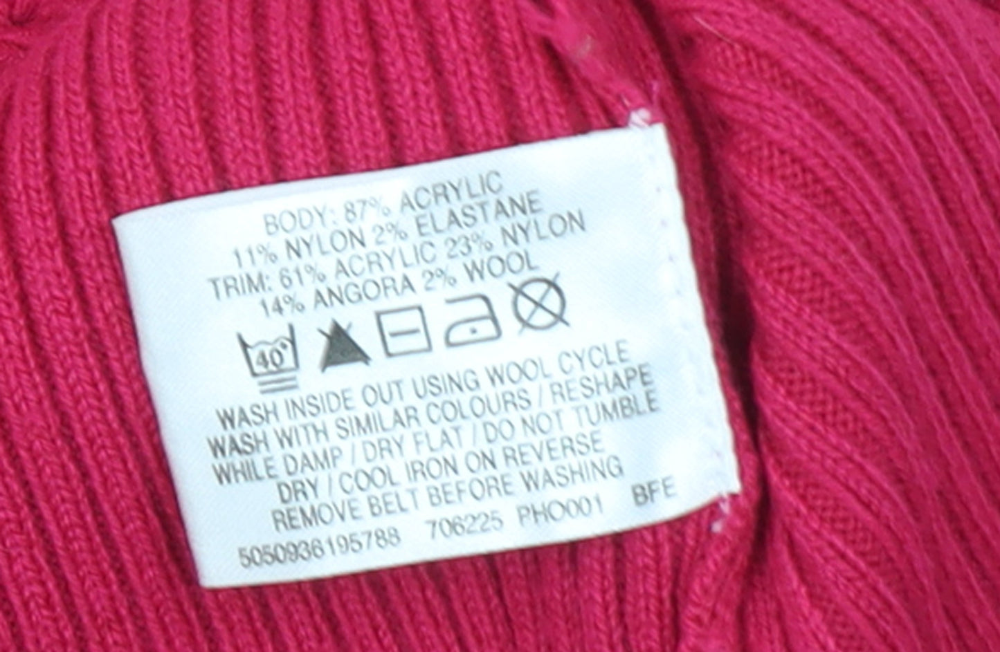 Bay Womens Pink Cowl Neck Belted Pullover Jumper Size 12
