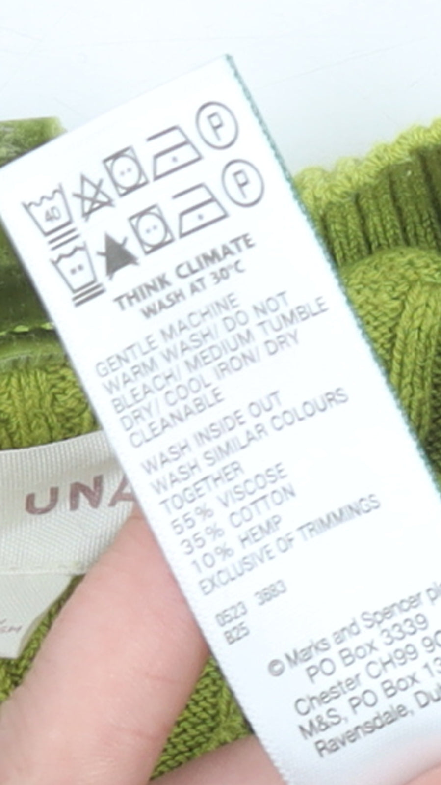 Marks & Spencer Women Green Mock Neck Ribbed Jumper Size 14