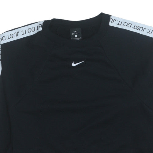 Nike Women Black Dri-Fit Crew Neck Logo Sweatshirt Size S