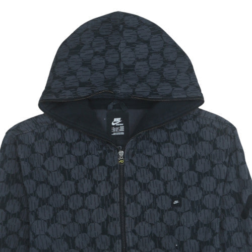 Nike Mens Black Full Zip Hooded Sweatshirt L Geometric Pattern