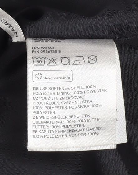 H&M Girls Black Fleece Basic Coat 8-9 Years Lined Winter Outerwear