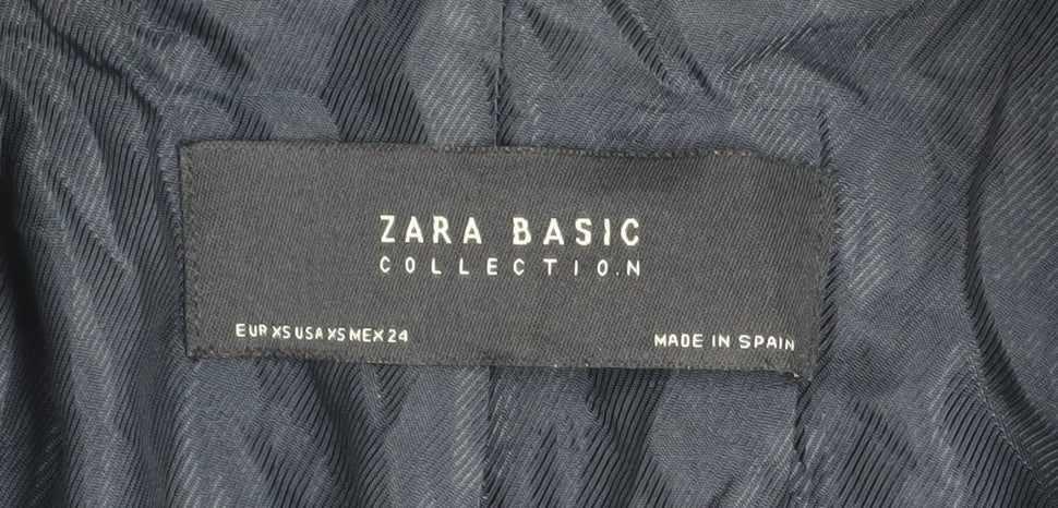 Zara Women's Black XS Mid-Length Pea Coat Classic Buttoned Style