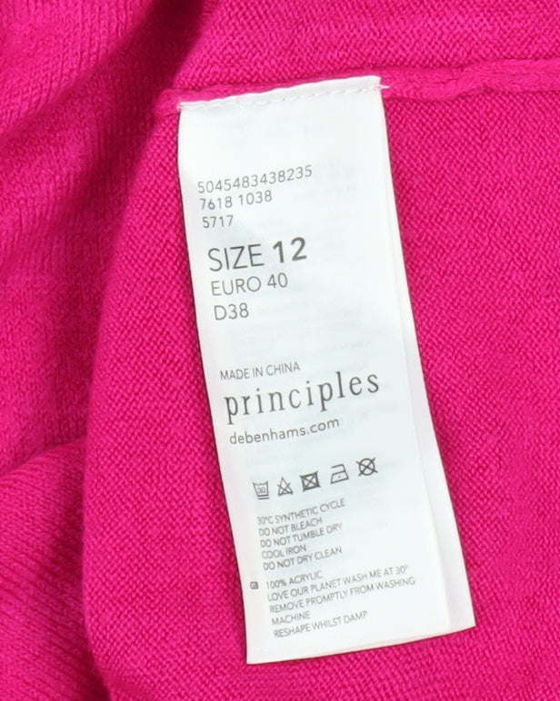 Principles Women Pink Crew Neck Long Sleeve Acrylic Jumper Size 12