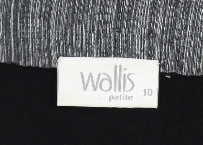 Wallis Women Black Petite Size 10 Beaded V-Neck 3/4 Sleeve Jumper