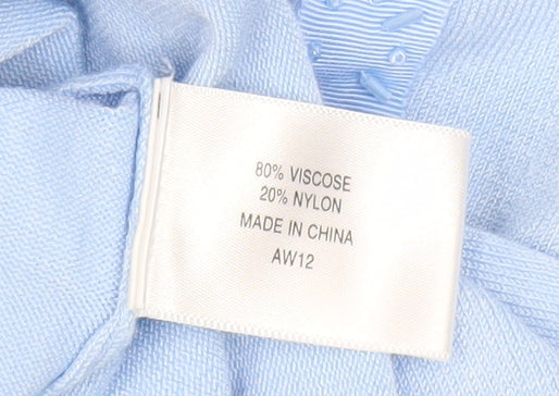 Country Casuals Petite Women's Blue Bow Scoop Neck 3/4 Sleeve Pullover Jumper Size S