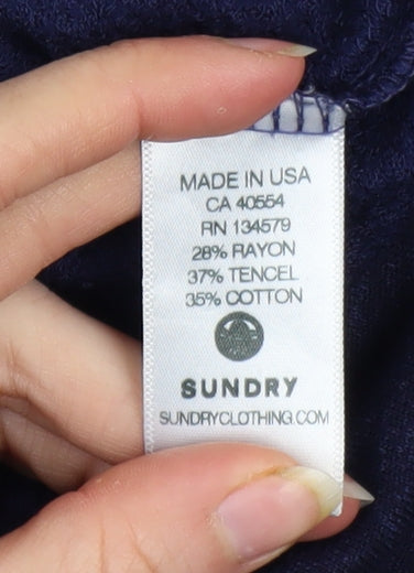 Sundry Women's Navy Sail Away Pullover Sweatshirt Size 10 Cotton Blend