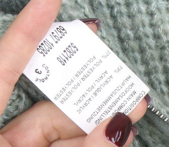 Damart Women’s Green Chunky Knit Full Zip Jumper Size 14