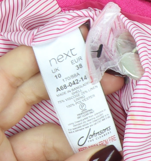 Next Women’s Pink Linen Blend Double-Breasted Blazer UK 10