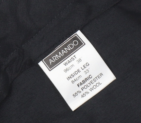 Armando Men's Black 38in Regular Fit Wool Blend Dress Pants