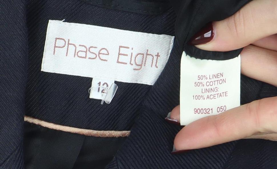 Phase Eight Women's Black Linen Blend One Button Blazer Size 12