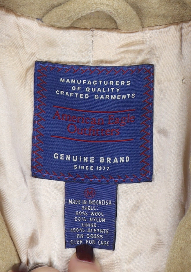 American Eagle Outfitters Women's Beige Wool Mid-Length Coat Size M