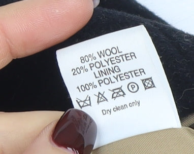 NL Collection Women's Black Wool Blend Mid-Length Overcoat Size 14